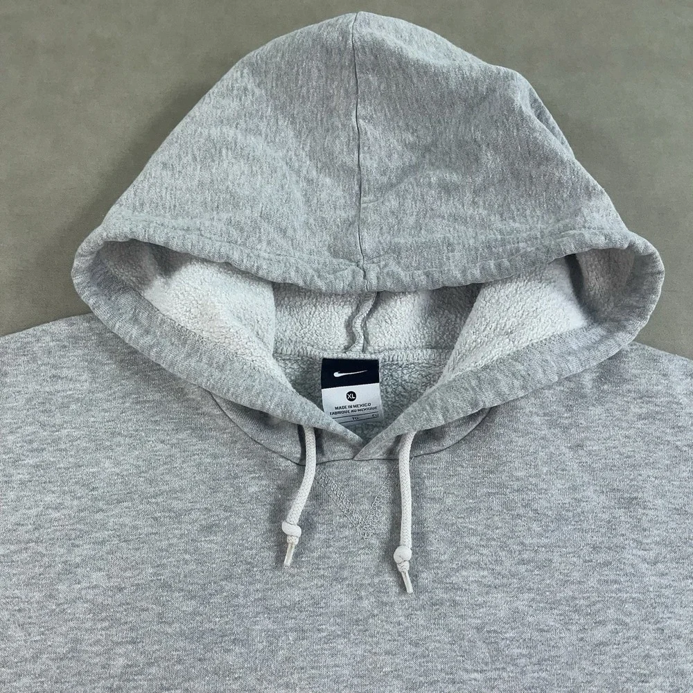 Vintage Y2K Nike Mens XL Gray Center Swoosh Hoodie Pullover Sweatshirt *Read
